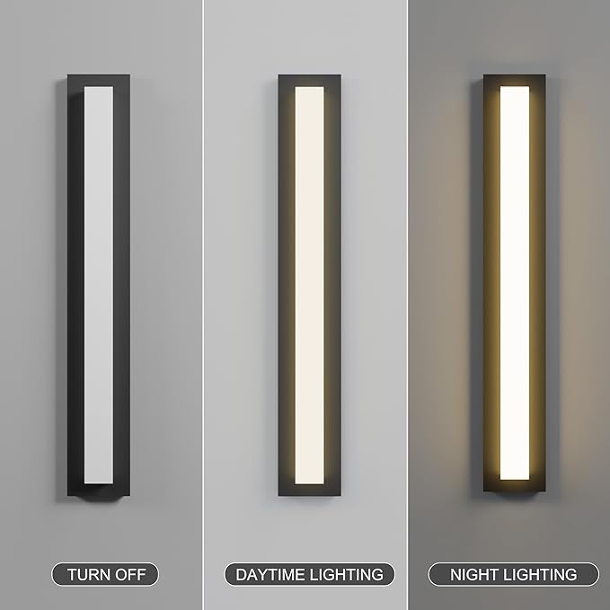 LamQee 31.5 in Aluminum Long Outdoor Wall Lights, 2900K 2000LM LED Waterproof IP65, Linear Modern Exterior Lighting Fixtures Wall Mount Outside Sconce Acrylic Shade for House Porch Patio Garage Door