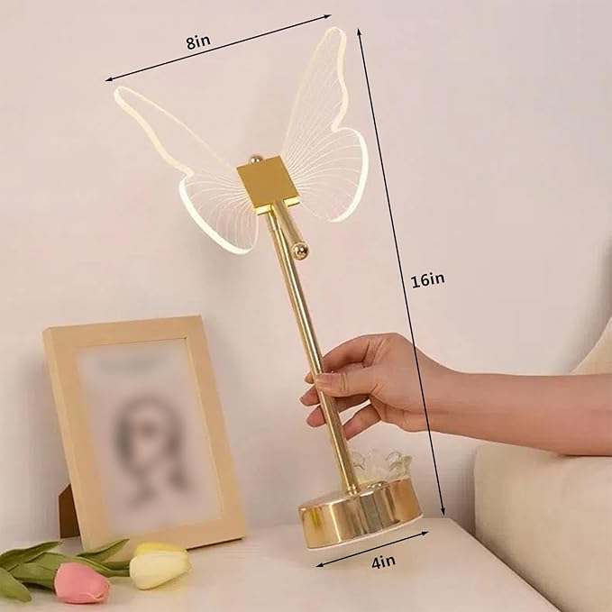 Butterfly Table Lamp,Tricolor Butterfly Lamp for Nightstand,3 Way Dimmable Butterfly Bedside Lamps, Acrylic Butterfly Touch Lamp for Living Room Bedroom Home Decor,Gold