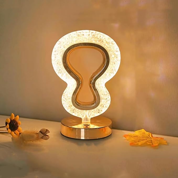 Cordless Crystal Table Lamp, Touch Control Nightstand Light with 3Color Temperature, USB Rechargeable Bedside Light for Bedroom Living Room Bar Cafe Office Indoor Decoration(Gourd)