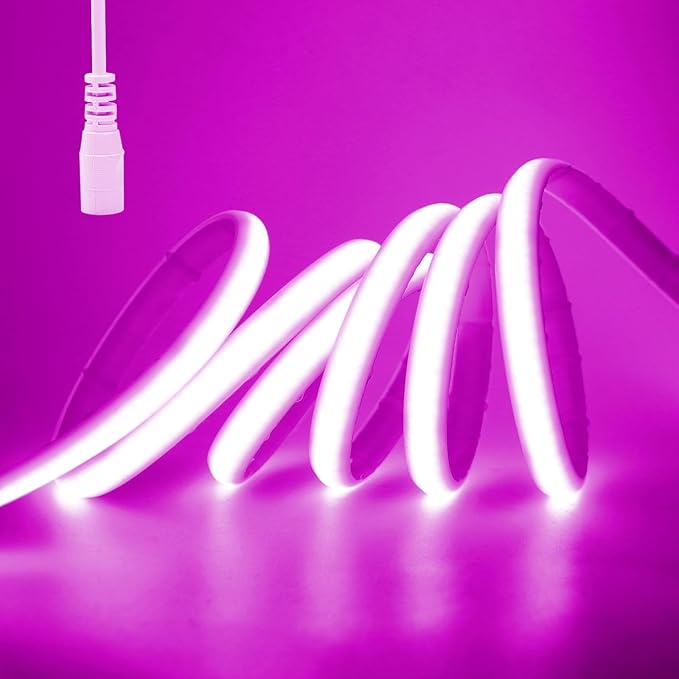 KISUFU 12V DC COB LED Strip, 320 Leds/m Waterproof IP68 Flexible Neon Light Strip for Living Room, Bedroom, Kitchen, DIY Outdoor Party, Holiday Decoration. (without Power Adapter)