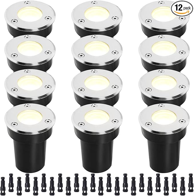 EAGLOD LED Landscape Lights 12-Pack | 3W Low Voltage Well Lights | IP67 Waterproof | 3000K Warm White