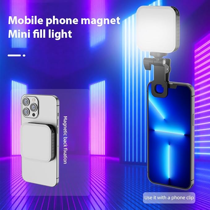 Andoer Magnetic Pocket RGB Video Light Photography Fill Light 2500K-9000K Dimmable 20 Lighting Effects Video Conference Light for Computer Tablet Mobile Phone DSLR Camera with Clip Cold Shoe Adapter