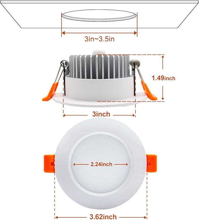 YGS-Tech 3.5 Inch LED Recessed Lighting, Dimmable Downlight 7W(55W Halogen Equivalent), CRI80, 2700K Ultra Warm White, Ceiling Light with LED Driver(4 Pack)