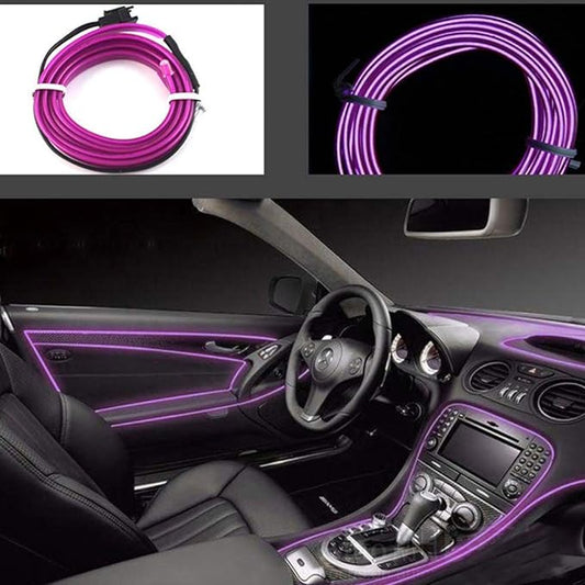 ABALDI Car Interior Lights El Wire Flexible Neon Rope Glowing Strobing Electroluminescent for Car Decorations (5m/16ft,Purple)