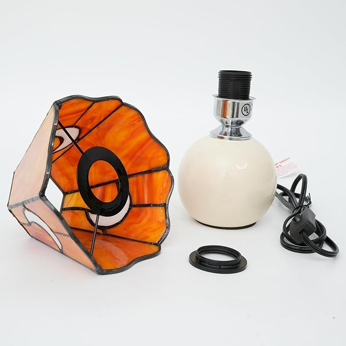 Mushroom Lamp Tiffany Lamp Stained Glass Table Lamp Moon Cute Small Bedside Lamps for Living Room Home Decor,Unique Aesthetic Home Living Room Decor Girls Women Birthday Day Gift,Orange