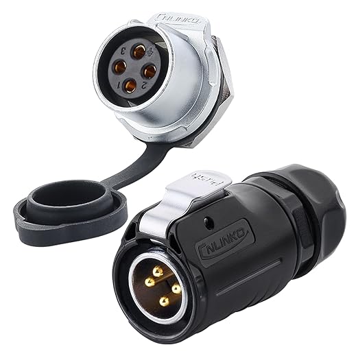 CNLINKO LP20 4 Pin Waterproof Connectors,IP68 Circular Connectors Fast Locking Plug,2-12 Pin Power Connector M20 Male Female Plug,LED Outdoor Lighting Connectors(4 Pin)