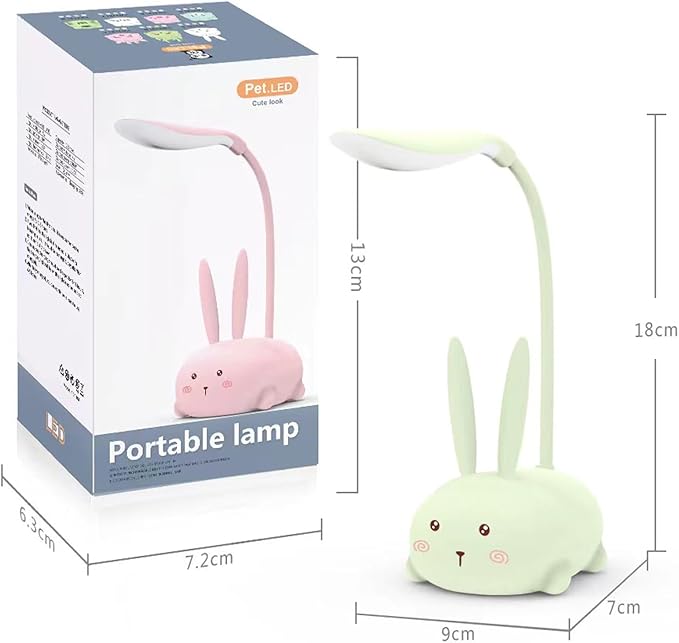LED Kids Lamp, Mini Cat Table Lamp, Portable LED Night Light, Cute Desk Lamp, Foldable USB Rechargeable Reading Light Children's Bedroom (Green)