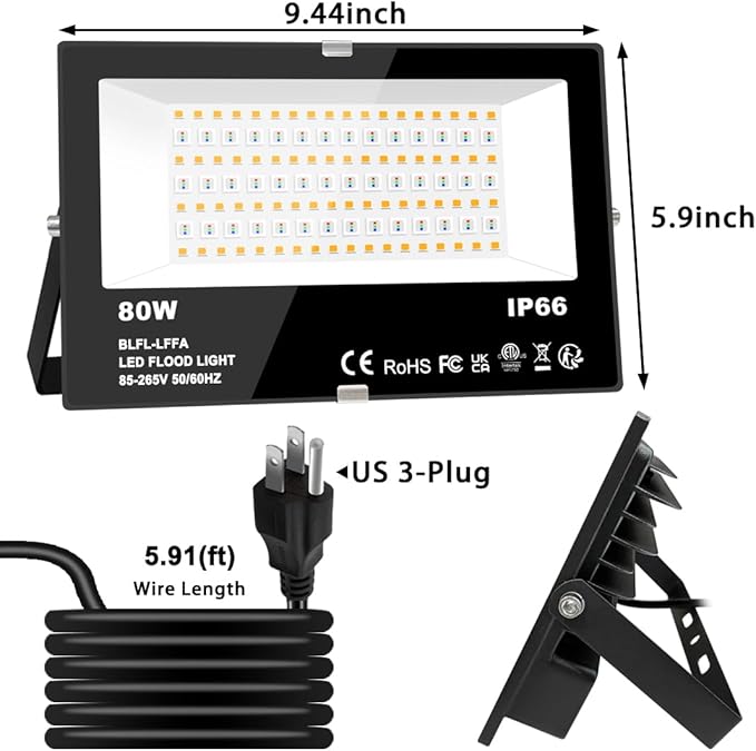 LED Flood Light Outdoor 800W Equivalent 8000LM RGB Landscape Light Controlled by BRmesh APP , No Remote, DIY Scenes - Timing - 5700K Daylight White - Color Changing Uplight, IP66 US Plug MELPO(4 Pack)