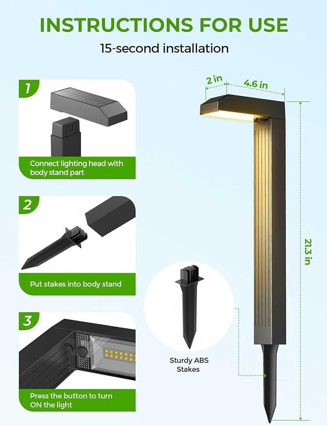 Solar Pathway Lights Outdoor 4 Pack, 3 Color in 1 Bright Landscape Lighting with Cool/Warm/Daylight White Modes, Auto On/Off, IP65 Waterproof for Yard Garden Patio Walkway Sidewalk Lawn Decor