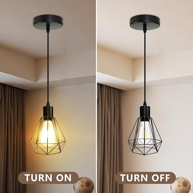 Hanging Lighting for Kitchen,Modern Black Farmhouse Pendant Light Fixture with Adjustable 47.2inch Cord, E26 Base Ceiling Lamps for Dining Room,Bulbs Not Included-3 Pack