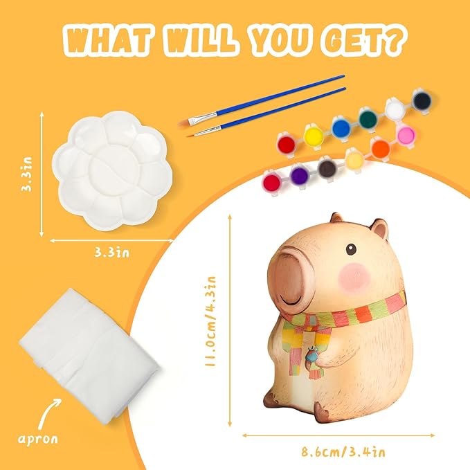 Paint Your Own Capybara Lamp Kit, Arts and Crafts for Kids Ages 8-12, DIY Capybara Night Light Girls Crafts Ages 8-12, Art Supplies Painting Kit Toys for Kids Birthday Ages 3 4 5 6 7 8 9 10 11 12+