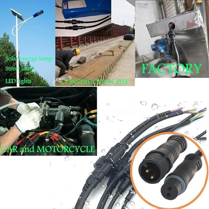 Waterproof Connector 2 Wire,22AWG 2Pin Male Female Plug LED Connector with IP68,30CM Extension Cable for Car,LED Strip Lights(3Pack)
