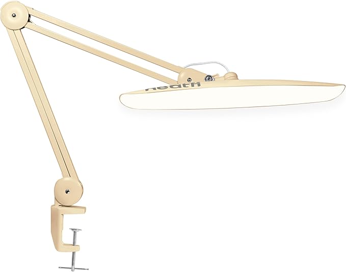 Neatfi XL 2200 Lumens 20W LED Desk Lamp with Clamp - Adjustable Color Temperature | 4-Level Dimmable Light | Home Office, Crafts & Workbench | 20-Inch Wide Head (CCT, Gold)