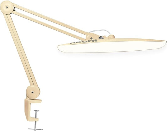 Neatfi XL 2200 Lumens 20W LED Desk Lamp with Clamp - Adjustable Color Temperature | 4-Level Dimmable Light | Home Office, Crafts & Workbench | 20-Inch Wide Head (CCT, Gold)