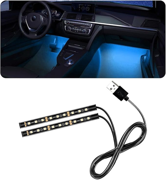 Car LED Strip Light, 24 LED RGB Auto Under Dash Interior Atmosphere Lights, USB Vehicle Decorative Lamp Ambient Night Light Strip, Lighting Kit Car Accessories (Ice Blue)