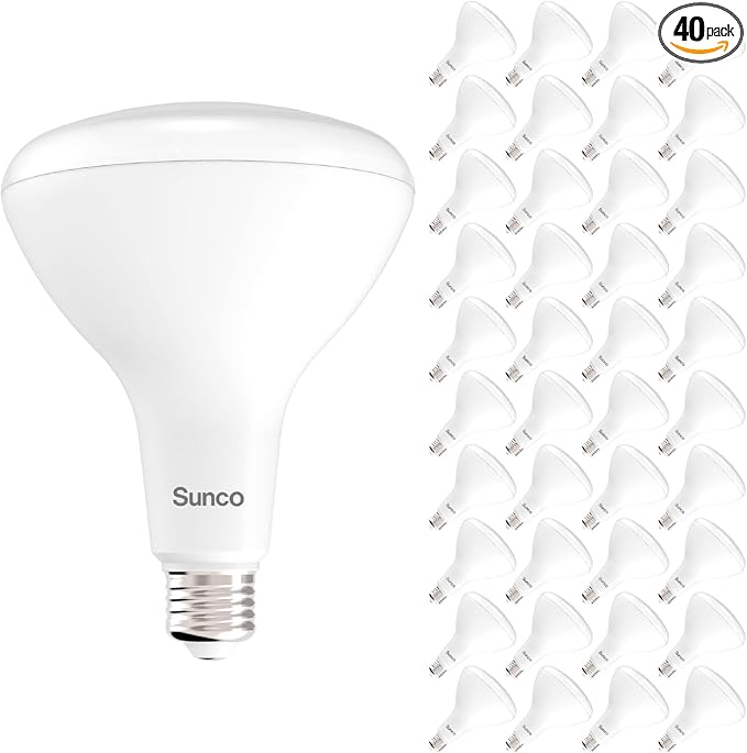 Sunco 40 Pack BR40 LED Light Bulbs, Indoor Flood Lights, Recessed Can Light Bulb, 1400 LM, 17W (100W Equivalent), 3000K Warm White, Dimmable, E26 Base, for Home, Bedroom, Kitchen UL
