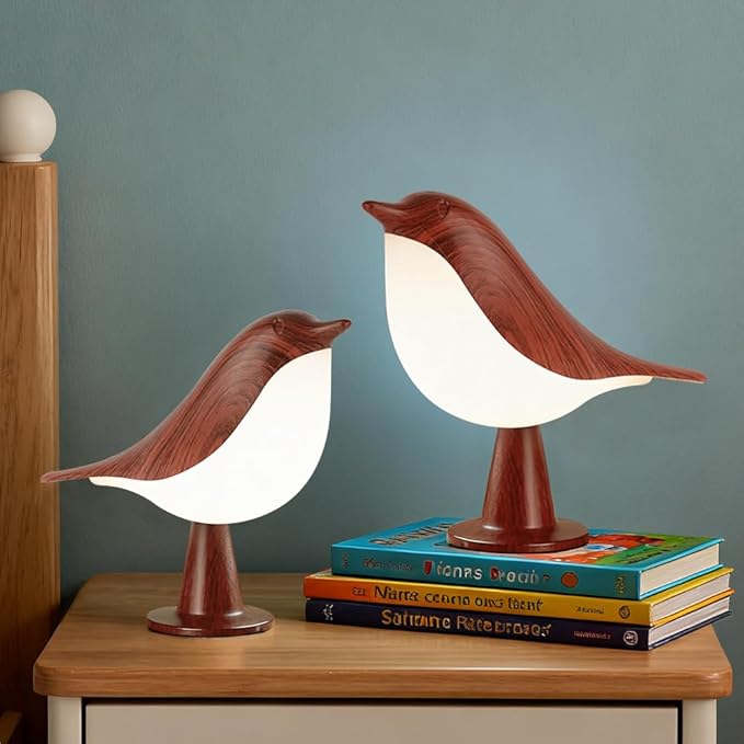 Bird Cordless Table Lamp, Small Cordless Bedside Lamp with 3 Color Temperature, Touch Sensor & Rechargeable Battery - Night Light for Kids, Bedroom, Bedside, Office, and Outdoor Use（Dark）