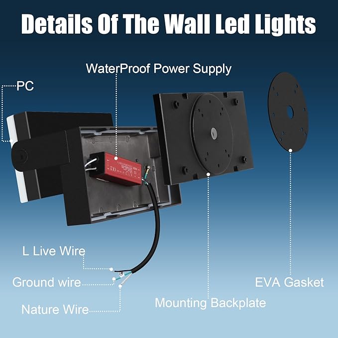 40W LED Outdoor Wall Light, 5000K Daylight Waterproof Floodlights, 360 ° Rotatable Wallpack Lighting Modern Security Commercial Exterior Wall Mount Fixture for Yard Hardwired Super Bright