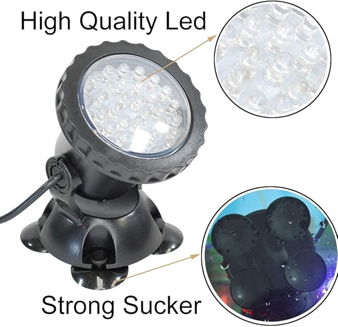 iMeshbean 12-LED Led Submersible Pond Lights,Set of 4/6 Underwater Pool Fountain Waterfall Lights PL1LED with Color Lens (Set of 5 with Remote Control)