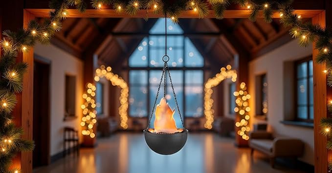 Aspen Creative 61168-02-1, Hanging Fire Flame Light Prop for Halloween, Christmas and Party Decor Black