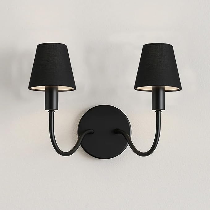 3" Top x 6" Bottom x 5" High Chandelier Shades, Black 3.0x6.0x5.0 Inches Linen Fabric Lampshades, Perfect Covers for 6 Light Pendant Light or Wall Sconce, Clip On Bulb, E12 Socket(Small Size, 6 Pack)