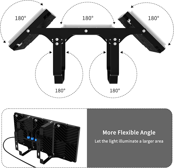 600W LED Flood Light 6000K Daylight White 60000LM, Wider Lighting Angle, IP66 Waterproof for Commercial Parking Lot Lights, for Yard Street Stadium Outdoor Area Floodlight Bright Security Lights