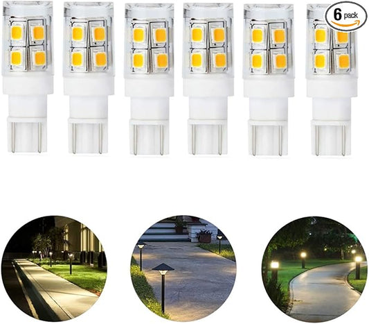 12V 24V Low Voltage Landscape Replacement LED Bulb T5 T10 Wedge Base 25W Equivalent 240lm 1.5W for Garden Path Deck Walkway Lawn Cool White 6000K Pack of 6