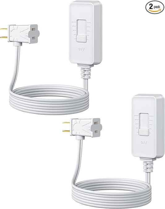DEWENWILS Plug in Dimmer Switch for Lamp, Table Lamp Dimmer for Dimmable LED/CFL Lights and Incandescent Bulbs, Full Range Slide Control, Extension Cord Dimmer, White, 2 Pack