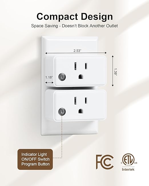 Remote Control Outlet Wireless Wall Mounted Light Switch, 2 Independent Control Outlets, 200FT RF Range, Compact Design, 15A/1875W High-Power for Lamps, Lights, Household Appliances