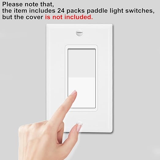 GreenCycle Three Way Switch White,24 Pack 3 Way Rocker Light Switch 15A 120/277V, On/Off Rocker Paddle Interrupter, Residential/Commercial Grade,Home & Office,UL/CUL, White