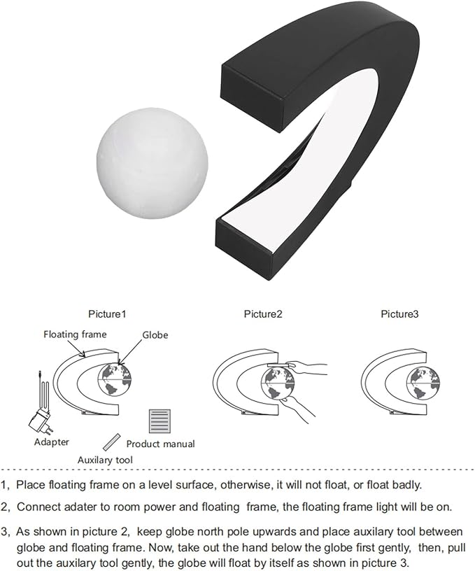 Floating Moon Night Light Lamp, Magnetic Levitation Desktop Light, Multicolor Changing ABS Floating Moon for Office, Home Desk Decoration