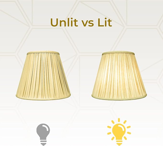 Royal Designs Deep Empire Gather Pleat Basic Lamp Shade, Antique Gold, 8 x 14 x 11