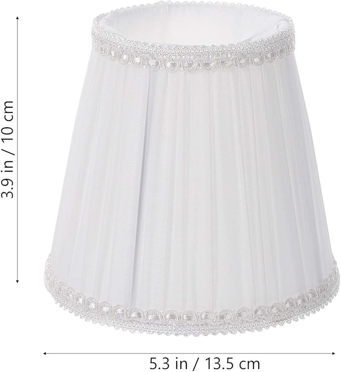 Lurrose Cloth Lamp Shade Cloth Lamp Shade Covers, Clip On Bulb Lamp Shade Barrel Fabric Lampshade with Harp Pleated Cone for Table Chandelier Wall Lamp, White Cloth Lamp Shade Replacement