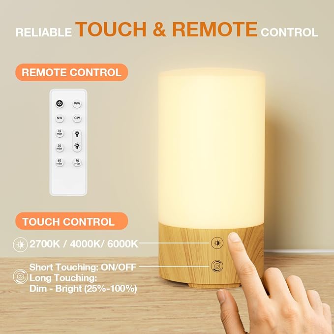 Light Therapy Lamp 10000 Lux, UV-Free Sun Lamp with 4 Brightness Levels & 3 Color Temperatures, Full Spectrum Daylight Lamp with Remote Control & Timer for Home Office Desk