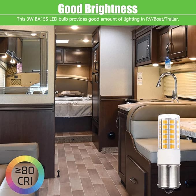 BA15s Single Contact Bayonet LED 12V S8 1141 1156 LED Light Bulb 3W 2700K-3000K for Outdoor Landscape Lighting Path Deck Lights RV Lighting Warm Color 2pcs