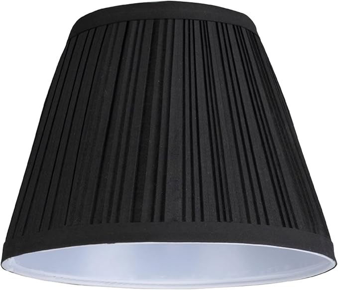 Aspen Creative 33005A, Transitional Hardback Empire Shape Spider Construction Lamp Shade in Pleated Black, 9" wide (5" x 9" x 7")