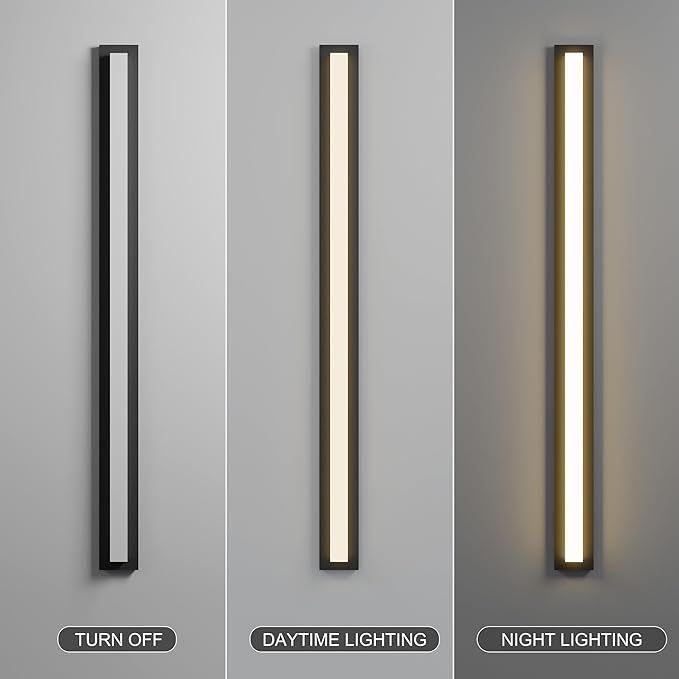 LamQee 63 in Aluminum Long Outdoor Wall Lights, 2900K 3900LM LED Waterproof IP65, Linear Modern Exterior Lighting Fixtures Wall Mount Outside Sconce Acrylic Shade for House Porch Patio Garage Door