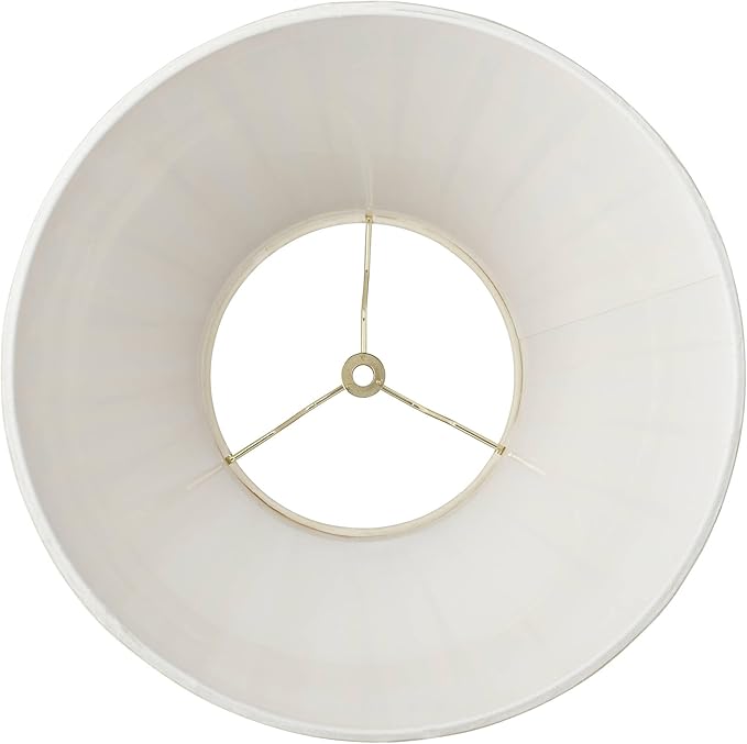 Set of 2 Creme Linen Box Pleated Large Drum Lamp Shades 7" Top x 14" Bottom x 11" High (Spider) Replacement with Harp and Finial - Springcrest