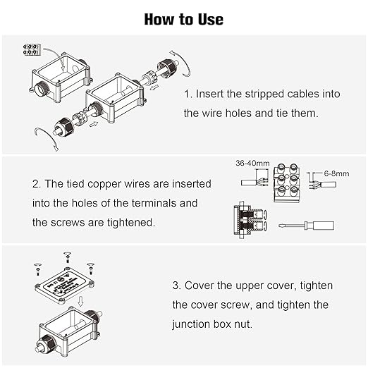 Junction Box Outdoor Waterproof Electrical Box, 2 Way Plug Line Plastic External Junction Box, M25 Waterproof Electrical Box, Electric Power Cord Boxes Suitable for Outdoor Lights, Landscape Lighting