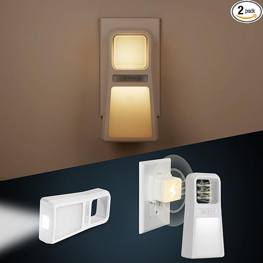 Dawnrise 2 Pack 5-in-1 Power Failure Night Light, Multifunctional Rechargeable Motion Sensor Night Lights, Plug in Night Lights, Emergency Lights for Home, Flashlights for Blackout,Hurricane