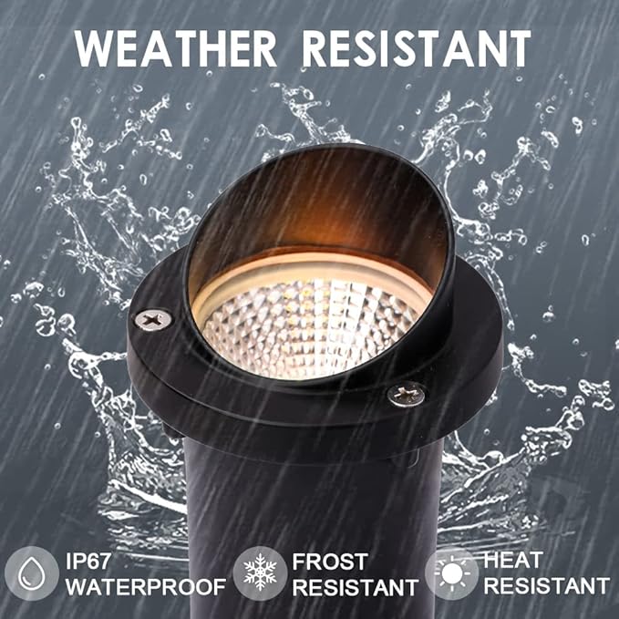LED Low Voltage Landscape Light,12-24V AC/DC Shielded In-Ground Light IP67 Waterproof 3000K Paver Well for Pathway (2 Pack)