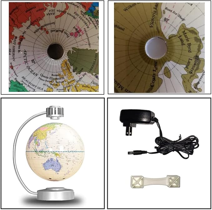 Magnetic Levitation Floating Globe NHSUNRAY 8'' Levitation Rotating Ball LED Illuminated World Map Earth for Desktop Office Home Decor (White)
