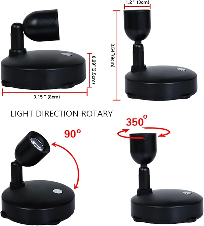LED Spotlight, Battery Powered Picture Lights, Uplighting Indoor, Puck Lights with Remote, Small Spot Light for Wall Display Dartboard Painting Artwork Closet-Natural White