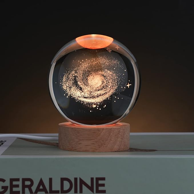 Large 3D Galaxy Crystal Ball Night Light, Crystal Lamp 16 Color Changing with Remote Control for Bedroom Decor, Ideal Birthday Gift for Teens Boys and Girls, Galaxy Model