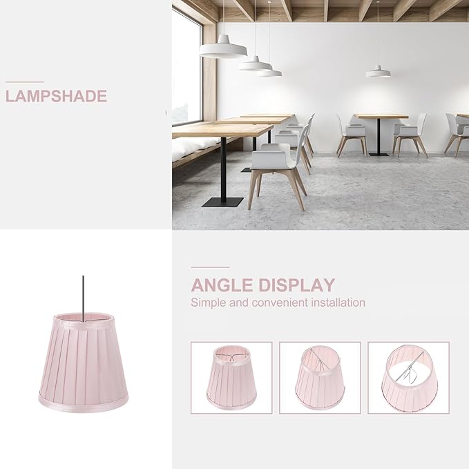 Small Lamp Shade - Clip On Bulb Lampshade Fabric Mini Replacement s for Table s, Floor s, Wall s, 5x5x3 Inch, Pink