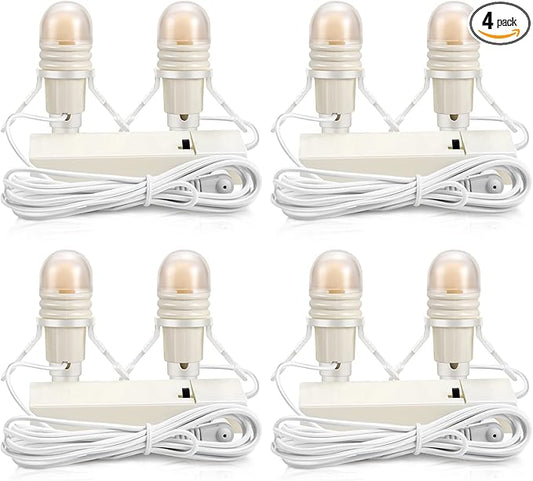 Roowest 4 Pack Accessory Cord with 2 LED Light Bulbs 6 Ft Warm Light Accessories for Halloween Christmas Village House Decorations Indoor DIY Crafts Salt Lamp Pumpkin Lights Decors
