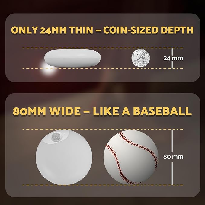 Battery Night Light, Motion Sensor Night Light Rechargeable, Magnetic Warm White LED Stick-On Closet Light, Dimmable Brightness for Stairs, Bathroom, Wall, Cruise, Cabinet, Hallway (2 Pack)