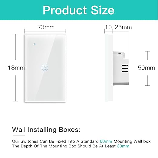 BSEED Smart Water Heater Switch,Work with Amazon Alexa,Google Assistant,WiFi Touch Switch with Smart Life APP Control and Timing Function,20A White Water Heater Switch Suitable for Bedroom,Bathroom