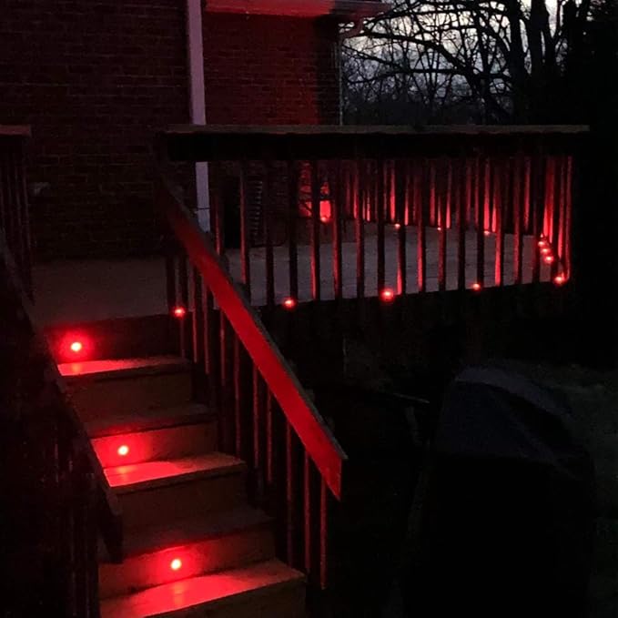 FVTLED Low Voltage Recessed RGBW Deck Light, Φ1.22 RGB & Warm White Stainless Steel Waterproof Outdoor Step Lighting In-ground Landscape Pathway Patio Stair Decor Lamp, Black