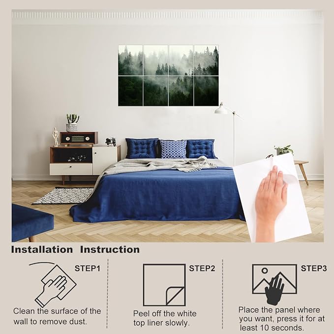 HONORIA 8 Pack Art Acoustic Panels 48X32Inches Sound Absorbing Panels,Self-adhesive Soundproof Wall Panels,Decorative Acoustical Wall Panels,Acoustic Treatment for Home Office&Recording Studio